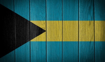 The Bahamas flag painted on a wood plank texture