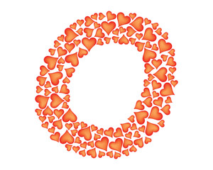 letter o made of valentines