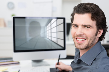 architekt arbeitet am computer