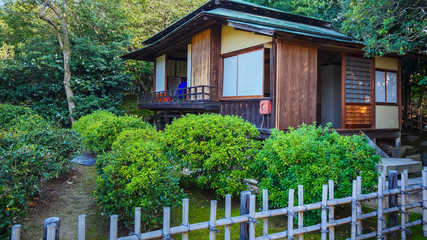 Fototapeta na wymiar Shinden Rest House at Koraku-en in Nara