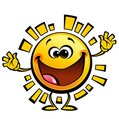 Cartoon yellow sun baby cute smiling character