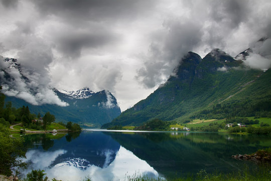 Mountain lake in Norway