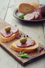 Canape with salami