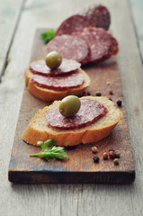 Canape with salami
