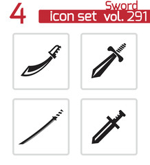 Vector black sword icons set