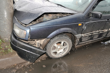 Wrecked car close-up.