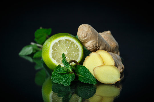mint, ginger and lemon