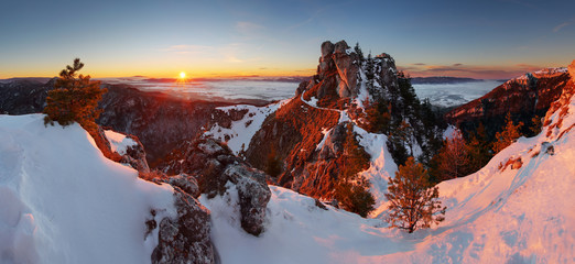 Panoramic mountain winter landscape, Slovakia