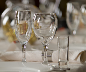 Fine Crystal Table Setting at a Restaurant