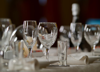 Fine Crystal Table Setting at a Restaurant