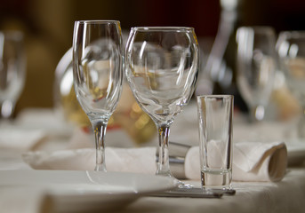 Fine Crystal Table Setting at a Restaurant