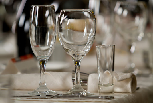 Fine Crystal Table Setting at a Restaurant