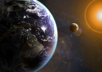 Fototapeta premium Ziemia w kosmosie. Elementy tego zdjęcia dostarczone przez NASA