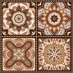 Set of brown romantic patterns. Vector illustration