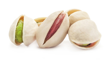 Pistachio nuts isolated on white background