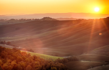 Sunset over the hills