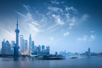 Fototapeten Skyline von Shanghai im Morgengrauen © chungking