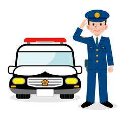 パトカーと警察官 © あんころもち(ankomando)