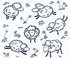 Naklejka premium seamless with sheeps