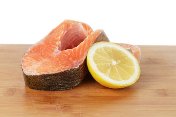 fresh trout steak with lemon