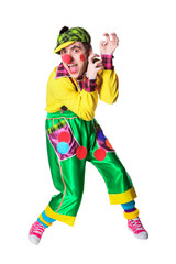 Funny clown isolated on white background