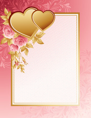 illustration background with heart and roses