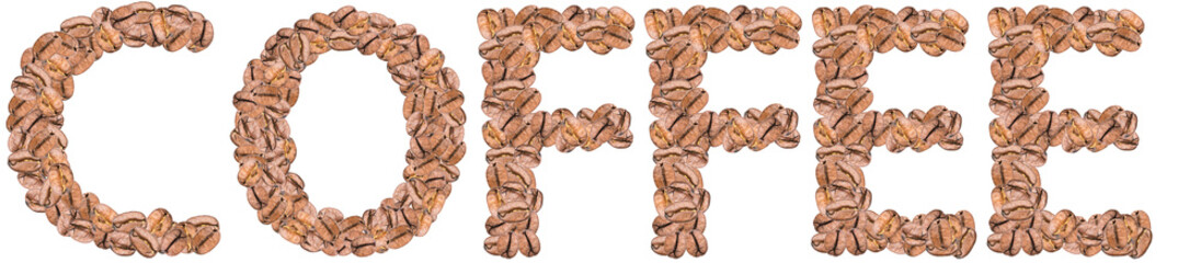 Coffee Word With Coffee Beans Isolated On White