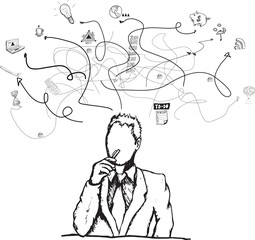 Thinking businessman illustration