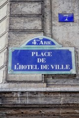 Paris sign - Place de L'Hotel De Ville