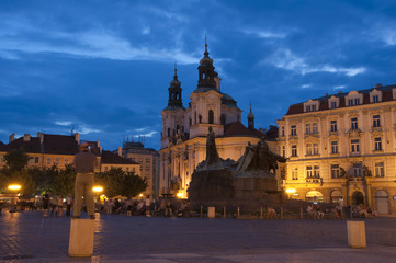 Naklejka na ściany i meble The Old Town Square at night in the center of Prague