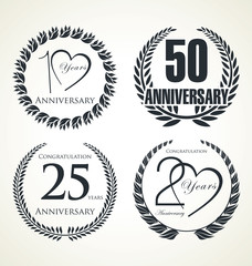 Anniversary labels in retro style