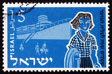 Postage stamp Israel 1955 Family and Ship
