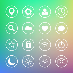 Set of icons on modern background