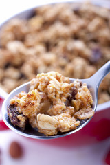 muesli in the spoon.