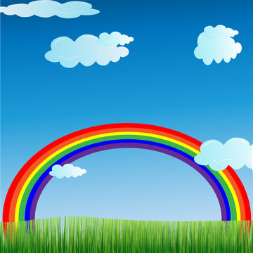 Cartoon-Rainbow and Grass
