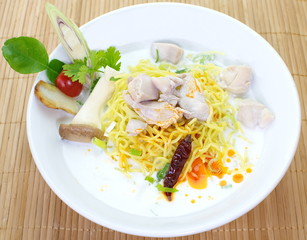 Thai Dishes, Tom Yam Koong soup with noodles