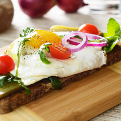 Fried egg open sandwich