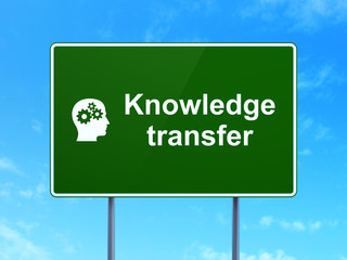 Education concept: Knowledge Transfer and Head With Gears on