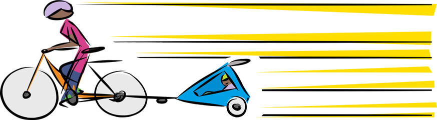 Abstract Parent and Child on Bike