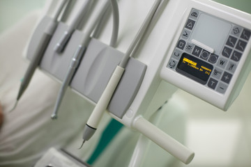 Closeup of dentist machine and selective focus