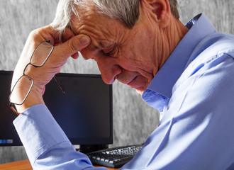 elderly stressed businessman