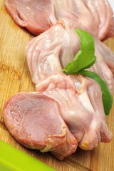 raw stomachs with turkey on a wooden board