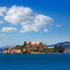 Alcatraz island penitentiary in San Francisco Bay California - obrazy, fototapety, plakaty
