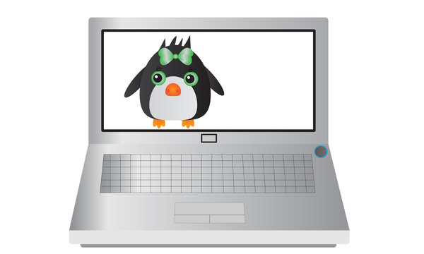 Laptop and Penguin