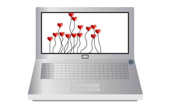 Laptop and Love Balloons