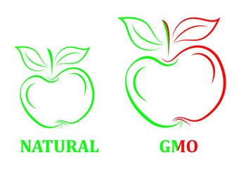 green and red gmo apple
