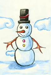 Snowman with black hat