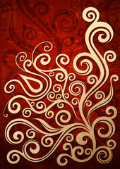 Abstract red vector floral illustration.