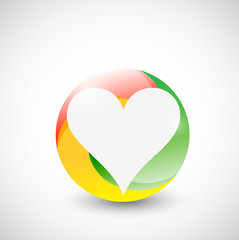 heart inside a color circle illustration design