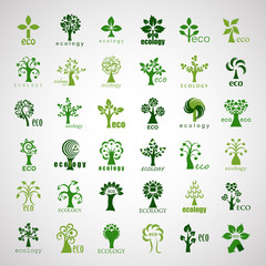 Eco Tree Icons - Isolated On Background